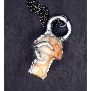 Red vein jasper mushroom crystal Necklace